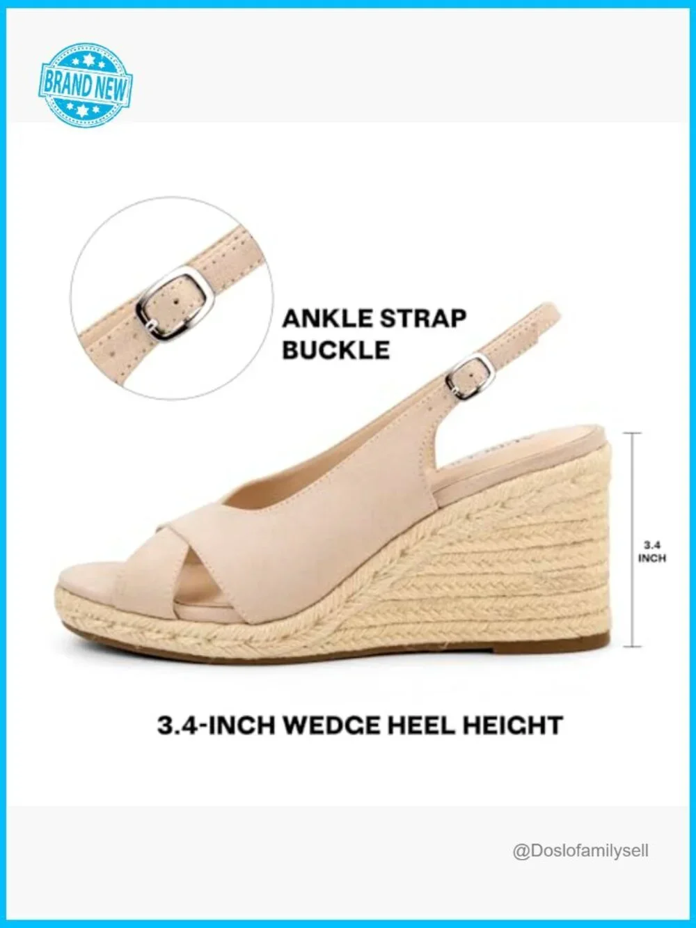 Wedge Sandals Espadrille Platform Comfort Open Toe Adjustable Slingback Wedges